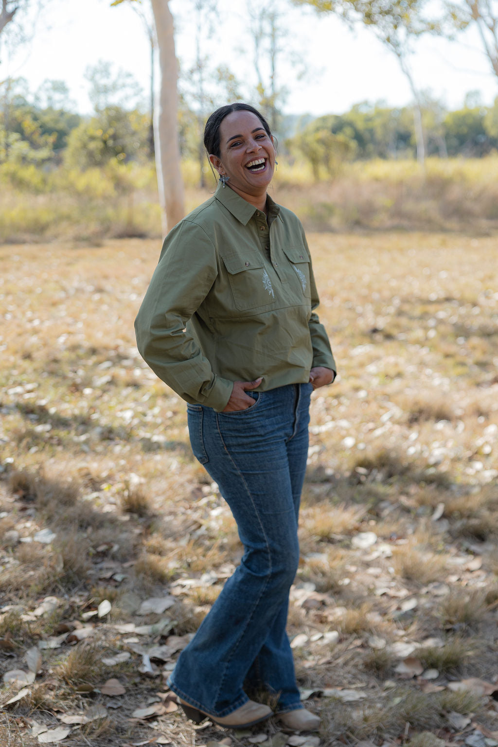 Half Button Long Sleeve Breastfeeding Shirt | Grounded TittyTees Breastfeeding Apparel