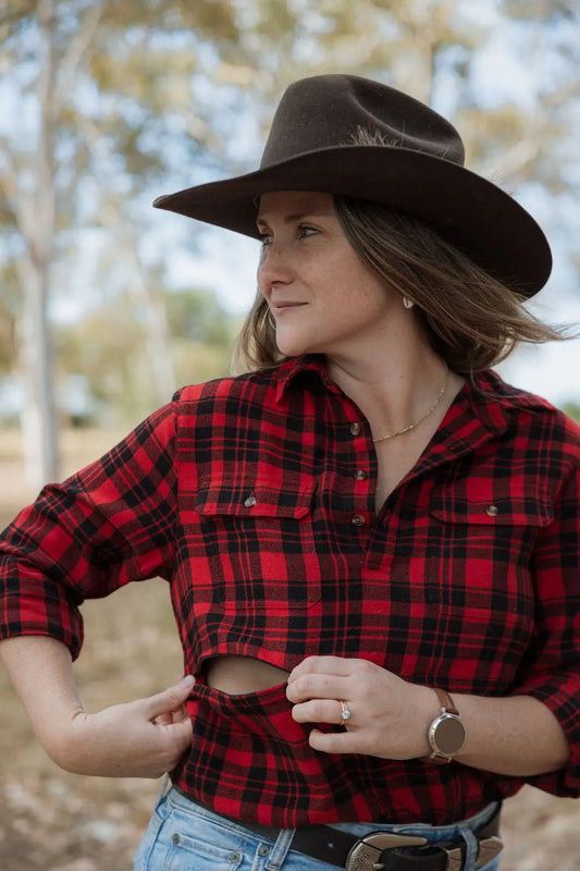 Long sleeve breastfeeding Fannette shirt with mum opening two way zip