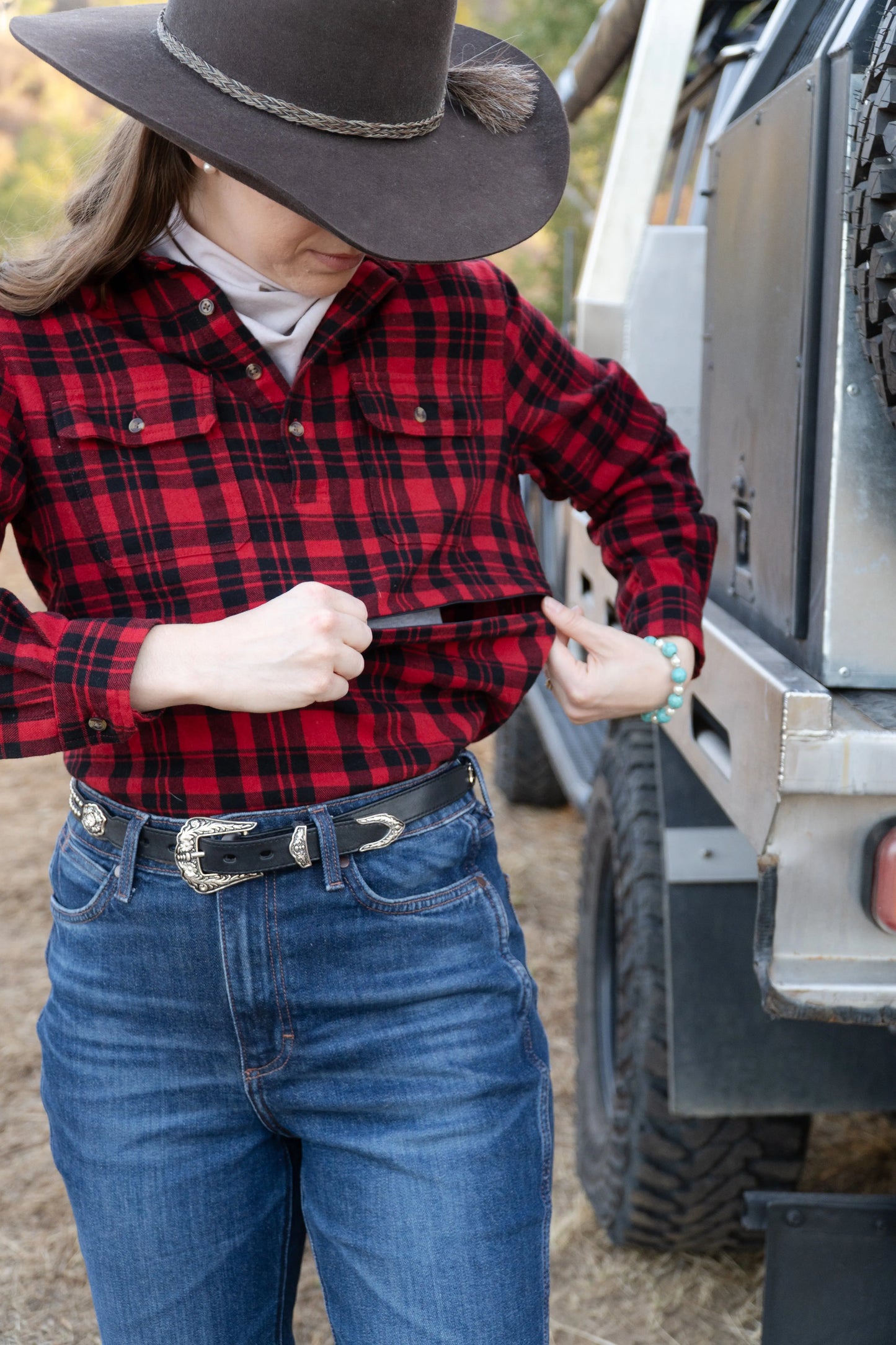 Long Sleeve Breastfeeding Flannelette | Ember | Sample Shirt - TittyTees Breastfeeding Apparel