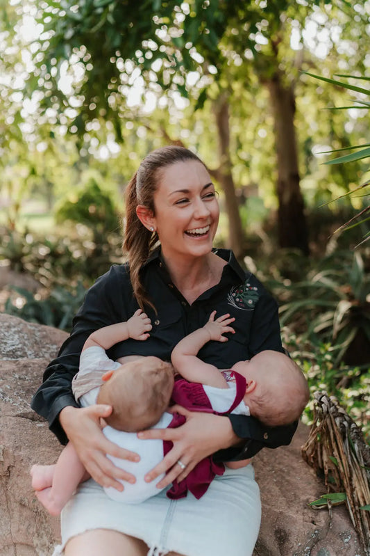 Mum breastfeeding twins