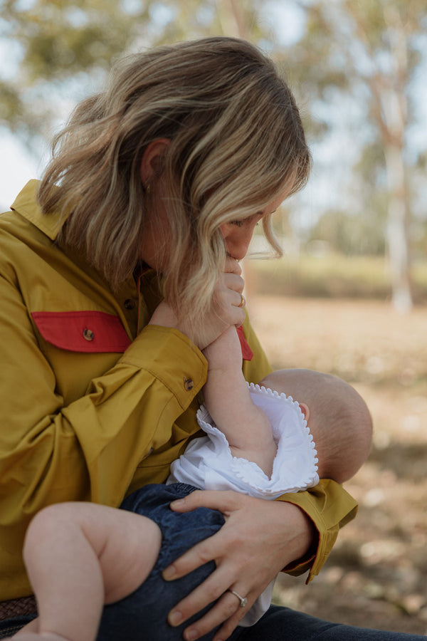PRE-ORDER | Half Button Long Sleeve Breastfeeding Shirt | The Sundown TittyTees Breastfeeding Apparel
