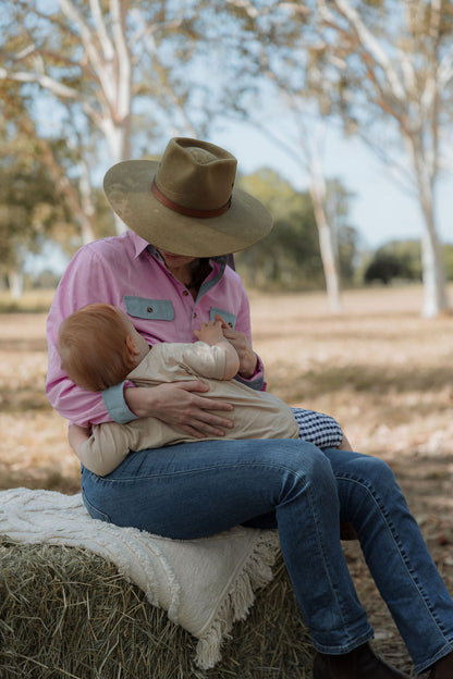 PRE-ORDER | Half Button Long Sleeve Breastfeeding Shirt | Darlin' TittyTees Breastfeeding Apparel