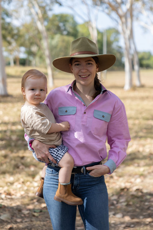 PRE-ORDER | Half Button Long Sleeve Breastfeeding Shirt | Darlin'