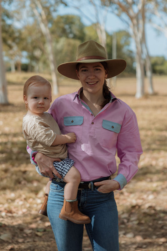 PRE-ORDER | Half Button Long Sleeve Breastfeeding Shirt | Darlin' TittyTees Breastfeeding Apparel