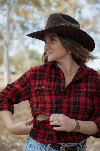 Long sleeve breastfeeding Fannette shirt with mum opening two way zip