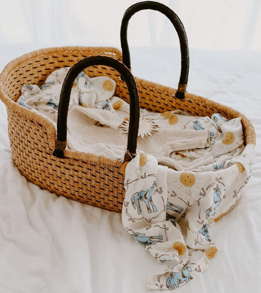 Baby Wrap with blue pony print