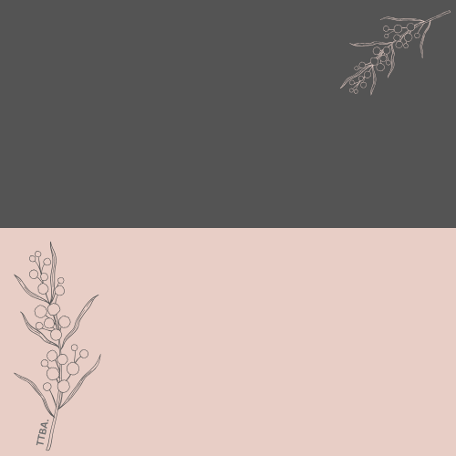 Decorative design with branches on a pink and gray background
