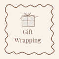Gift wrapping service logo with a stylized gift box and text on a beige background