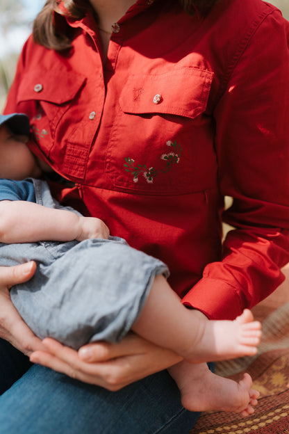 Half Button Long Sleeve Breastfeeding Shirt | Desert Girl