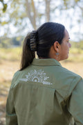 Showing Mandala design on back of breastfeeding shirt 