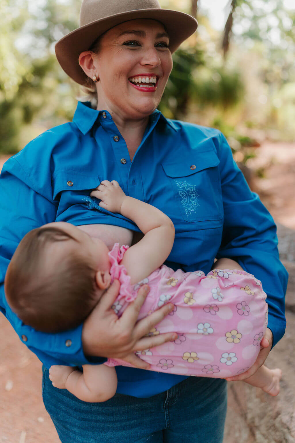Half Button Long Sleeve Breastfeeding Shirt | Mandala - TittyTees Breastfeeding Apparel